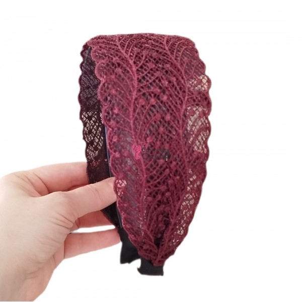 Bentita deosebita pentru par din Dantela lata BTP087XX Visiniu